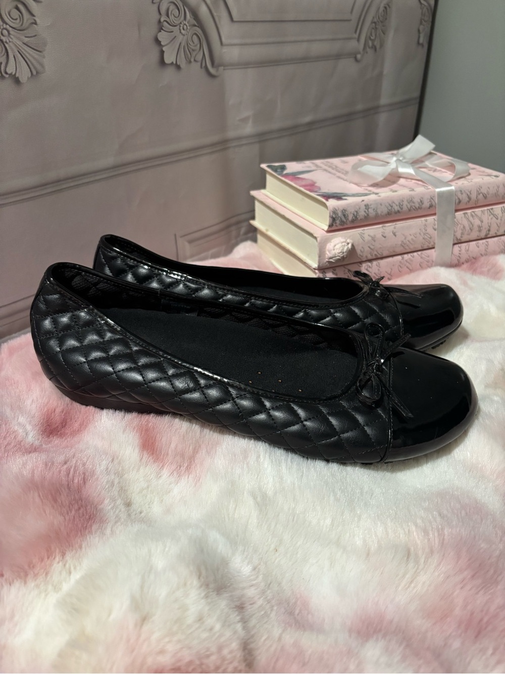 Safe T Step Classic Quilted Black Ballet Flats - Women, Size 12W